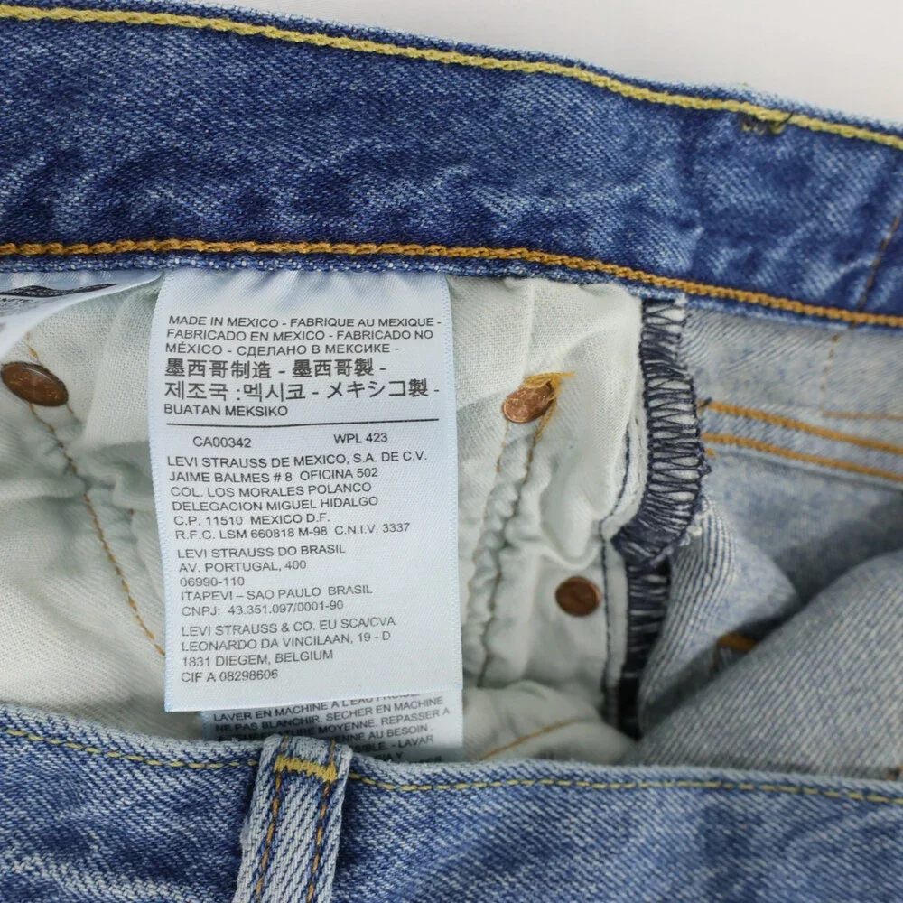 Levis 501 Jeans Mens 34x32 Blue Medium Wash Straight Leg Button Fly Stretch